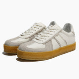 European station 2024 autumn men's fashion sneakers: retro german army trainers, genuine leather, versatile color block design, trendy casual skate shoes