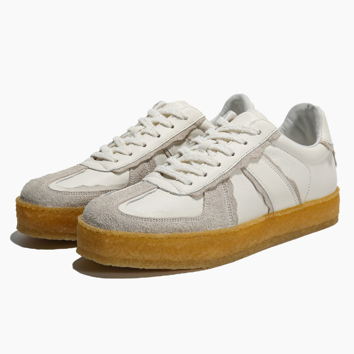 European station 2024 autumn men's fashion sneakers: retro german army trainers, genuine leather, versatile color block design, trendy casual skate shoes