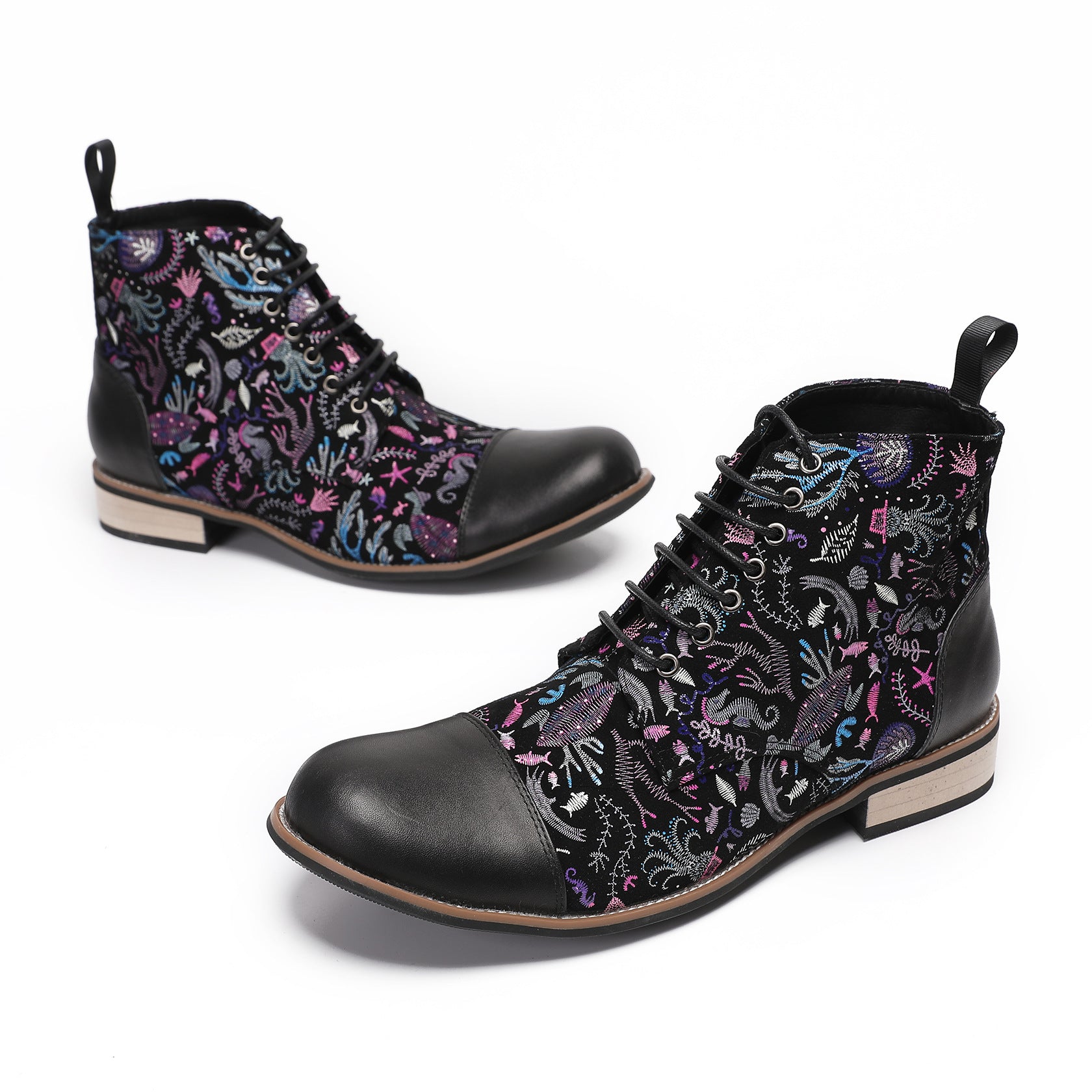 Winter Han elements high-top snow leather boots warm velvet cotton shoes men's hip-hop Chinese style Tang clothing ethnic retro style