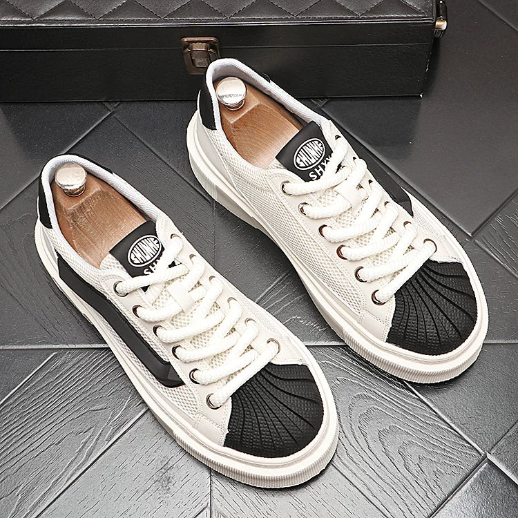 Men's Platform Breathable Mesh Low-Top Shell-Toe Skate Shoes Summer New