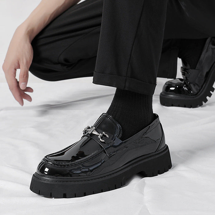 Men's chunky platform loafers - british style, square toe, business casual, spring/autumn new arrival