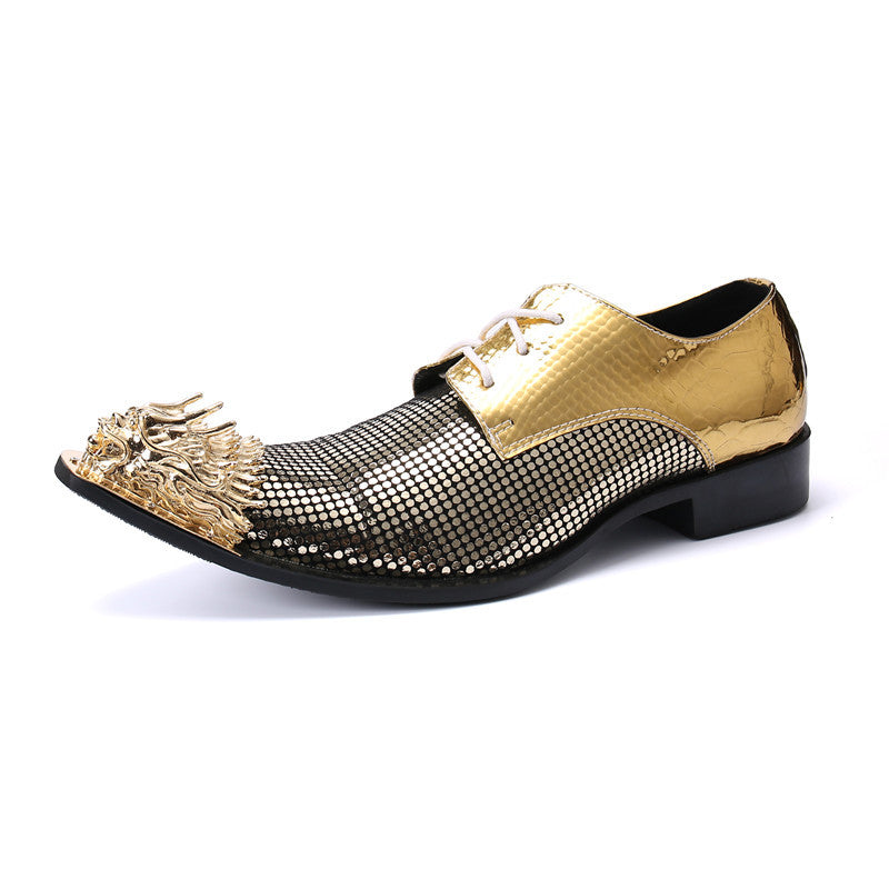 Gold brand Martin boots British style formal business men's work leather shoes men's large-toe workwear casual shoes trendy
