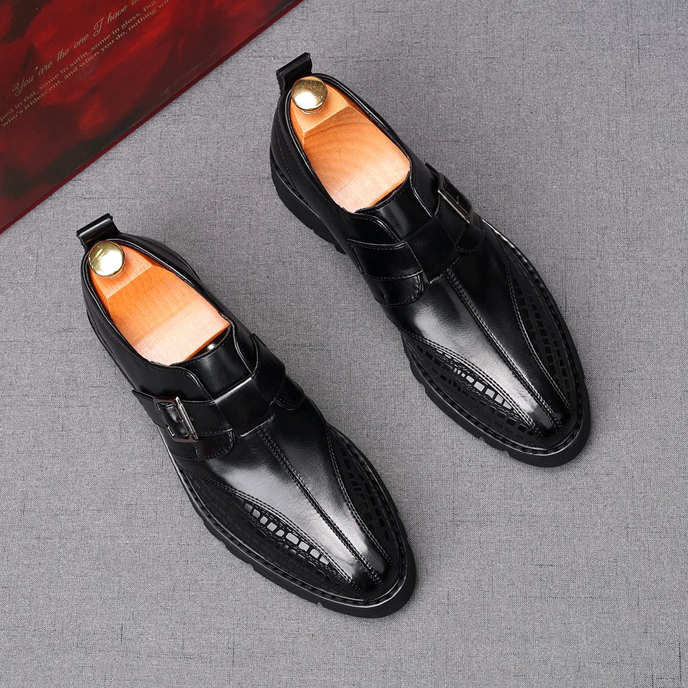 Men's Brown Loafers, Height Increasing, Thick Sole