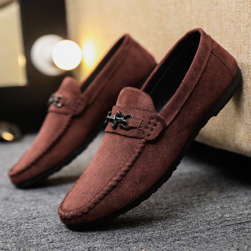 Waterproof casual sports men's one-foot loafer Doudou small leather shoes lazy fashion youth formal men's shoes handmade