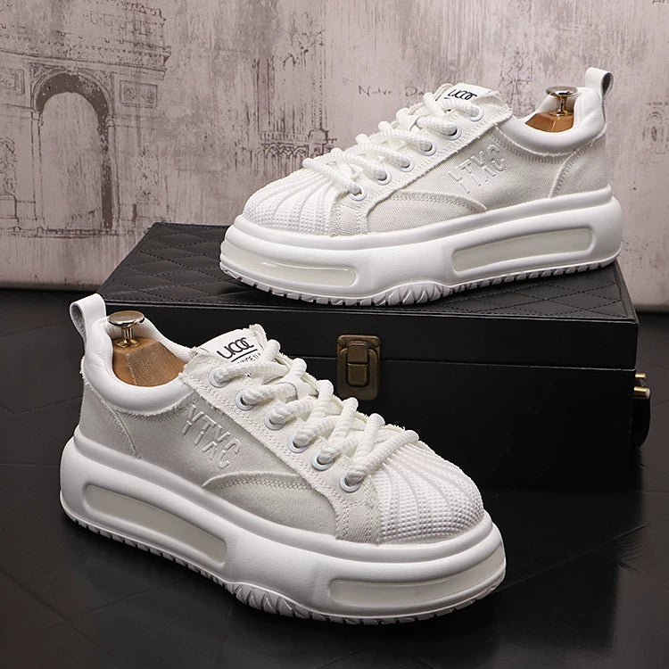 Men's Platform Height-Increasing Breathable White Sneakers Casual Summer New