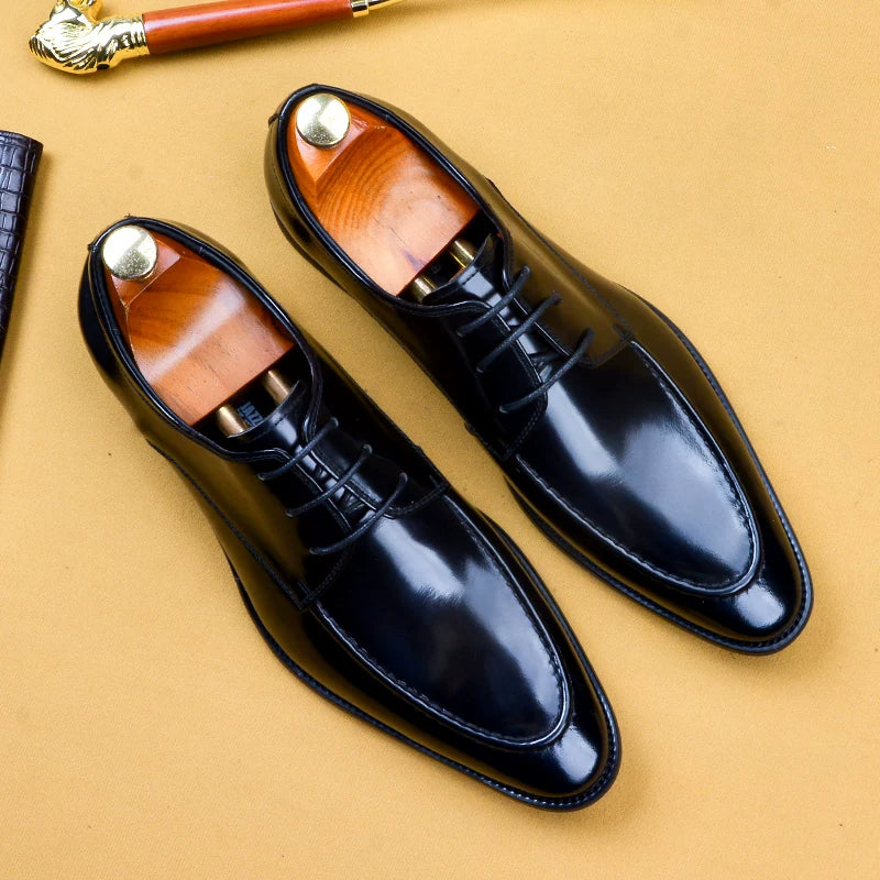 Men's Derby Shoes, Handmade, Pointed Toe