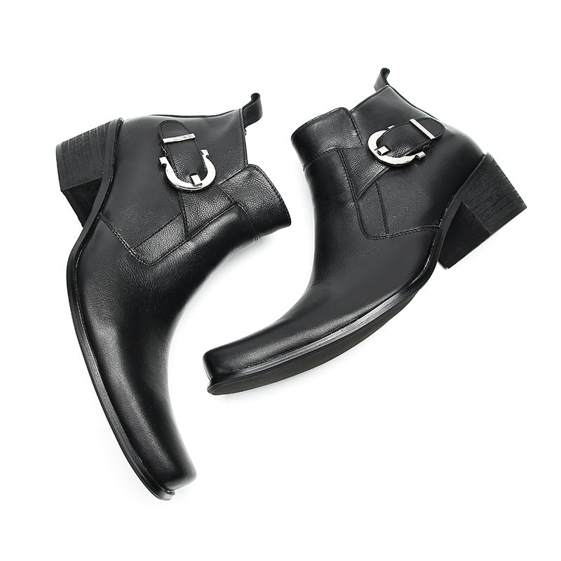 Spring and Autumn British business Martin boots men's high-top shoes casual cowhide short boots men's leather boots trendy retro men's boots Europe and the United States