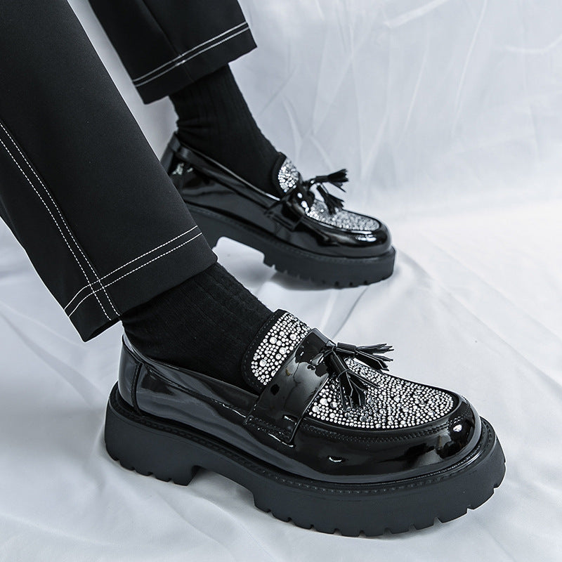 Cross-border new arrivalmencasualfashionlow anklethick soleleather shoesk-stylecontrast colortasselp 2