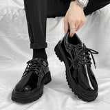Glossy leather shoes for men, formal business british derby shoes, autum big toe casualtrendy shoes,