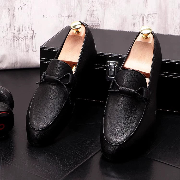 The trendy brand starts with the appearance ~ 2024 new one-foot versatile casual leather shoes, the trend of fashion increases the height of beanie shoes for men