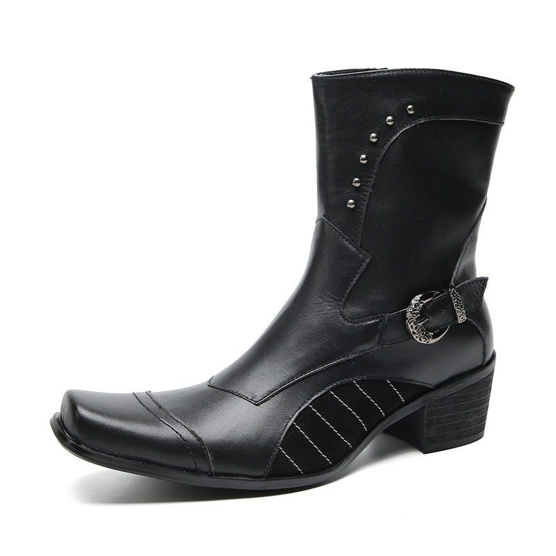 Cowhide high-top Mongolian riding boots cowhide men's boots trendy motorcycle boots retro Martin boots breathable work boots knight boots