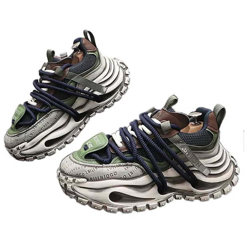 Men's 2026 New Height-Increasing Platform Breathable Lace-Up Retro Dad Shoes