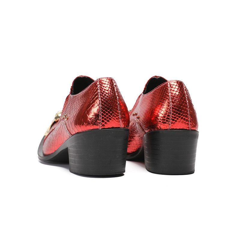 2024 new heightening leather shoes men's formal wear business cowhide high heels wedding groom shoes casual men's shoes large size shoes