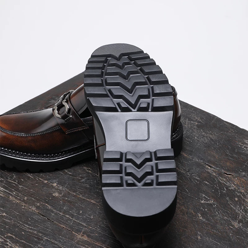 Men's Genuine Leather Loafers, Thick Sole, Slip-On