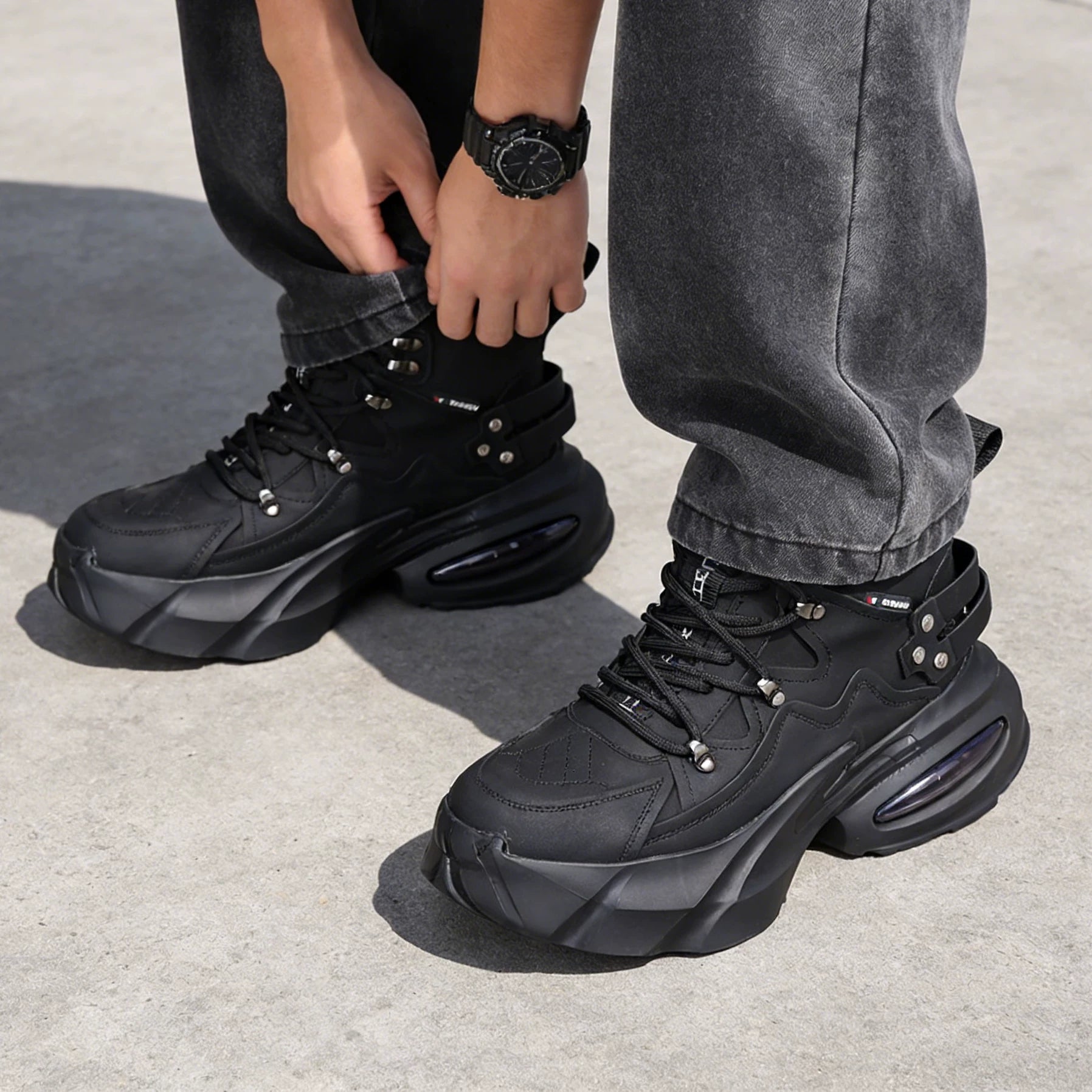 Men's White Martin Boots, Height Increasing, Thick Sole