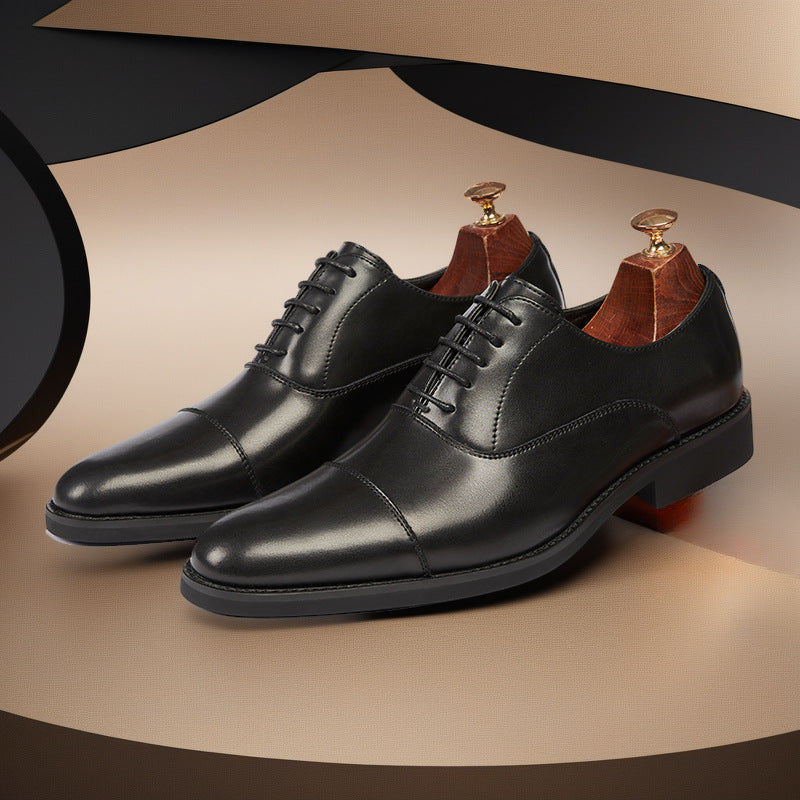 Cross-border 2026 spring/autumn three-panel leather dress shoes for men - anti-slip, business formal
