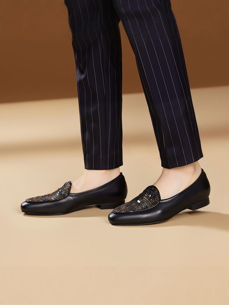 Black vegetable tanned calfskin stitched wool knitted men's loafers British classic style moccasins smoking shoes