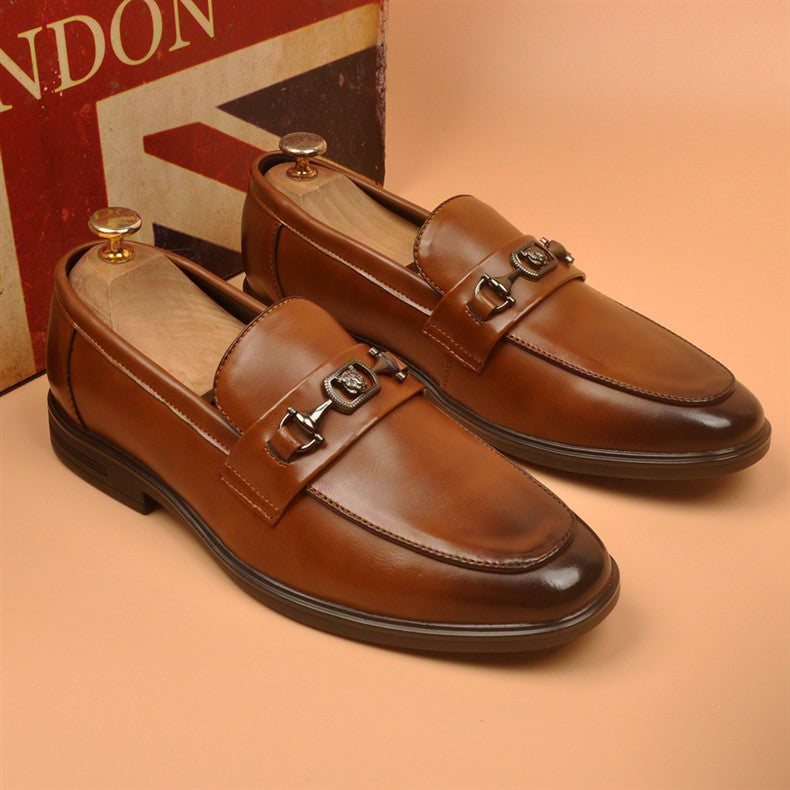 2026 new men's business casual shoes pointed toe leather loafers british style wedding shoes soft 16