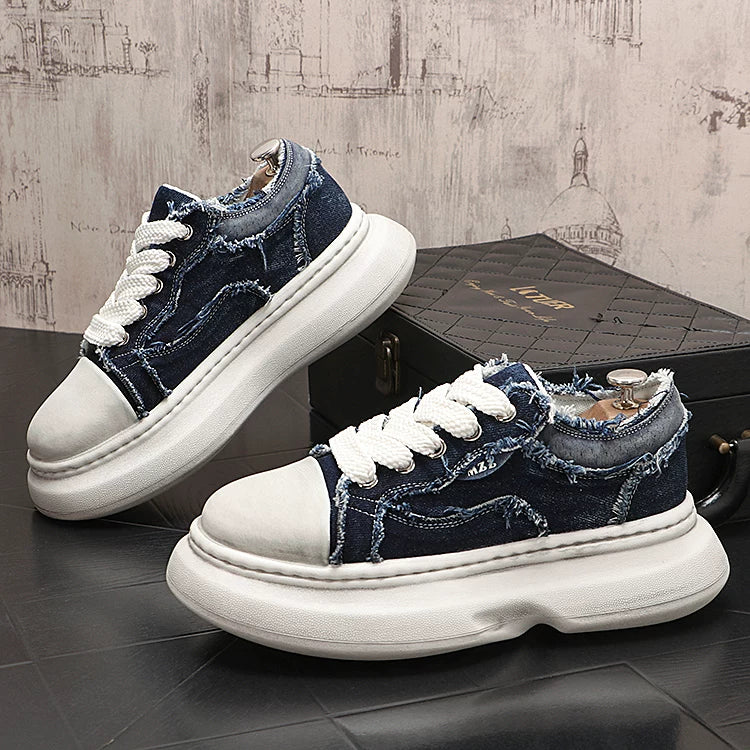 Men's 2026 New Height-Increasing Platform Breathable Canvas Denim Casual Shoes