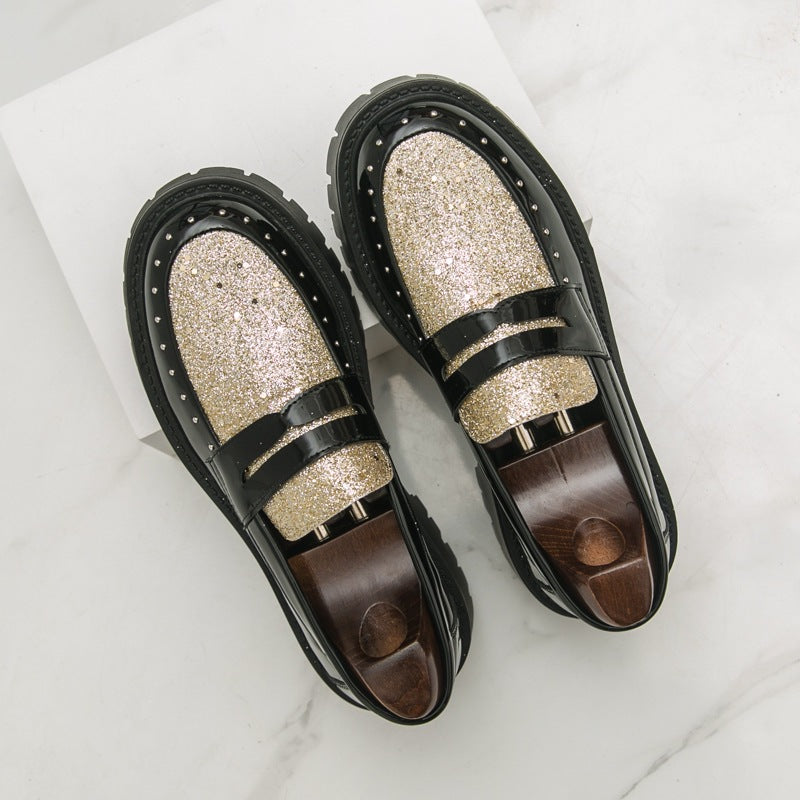 Men's trendy slip-on loafers: chunky sole, height-boosting leather shoes for business, casual, night 3