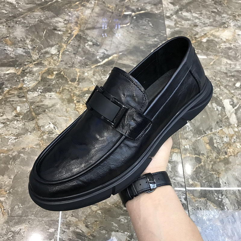 Men's Black Cowhide Casual Loafers 1