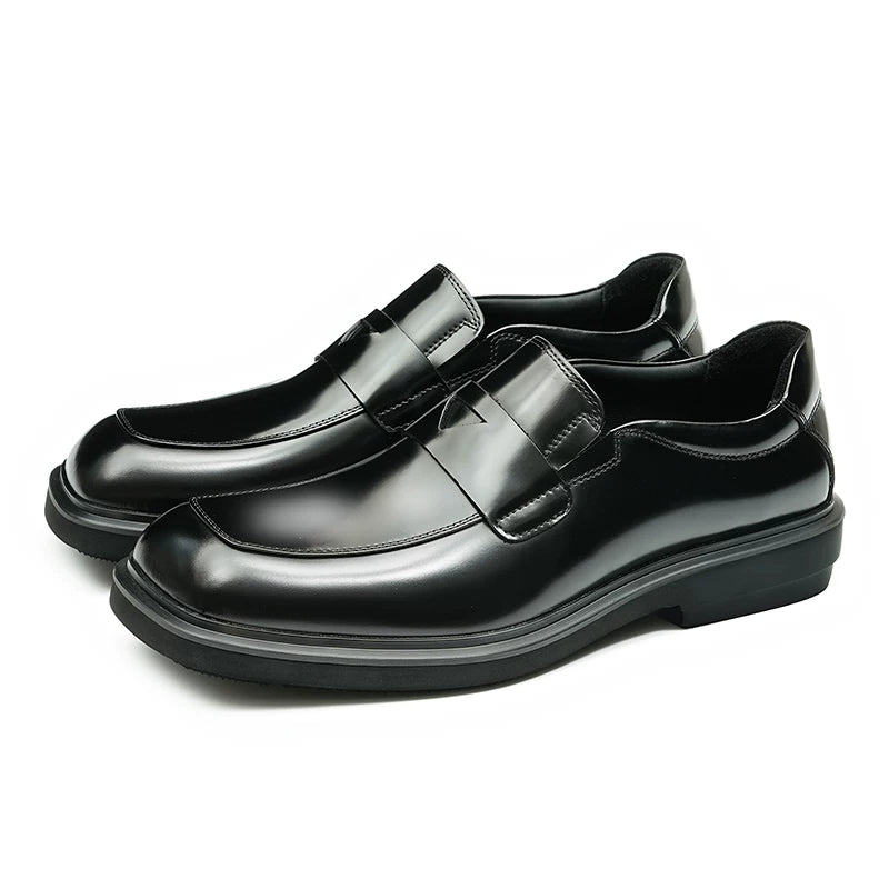Men's Genuine Leather Loafers, Square Toe, Slip-On