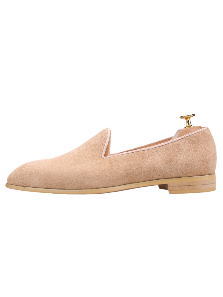Summer style light khaki suede slip-on men's loafers British casual style suede loafers