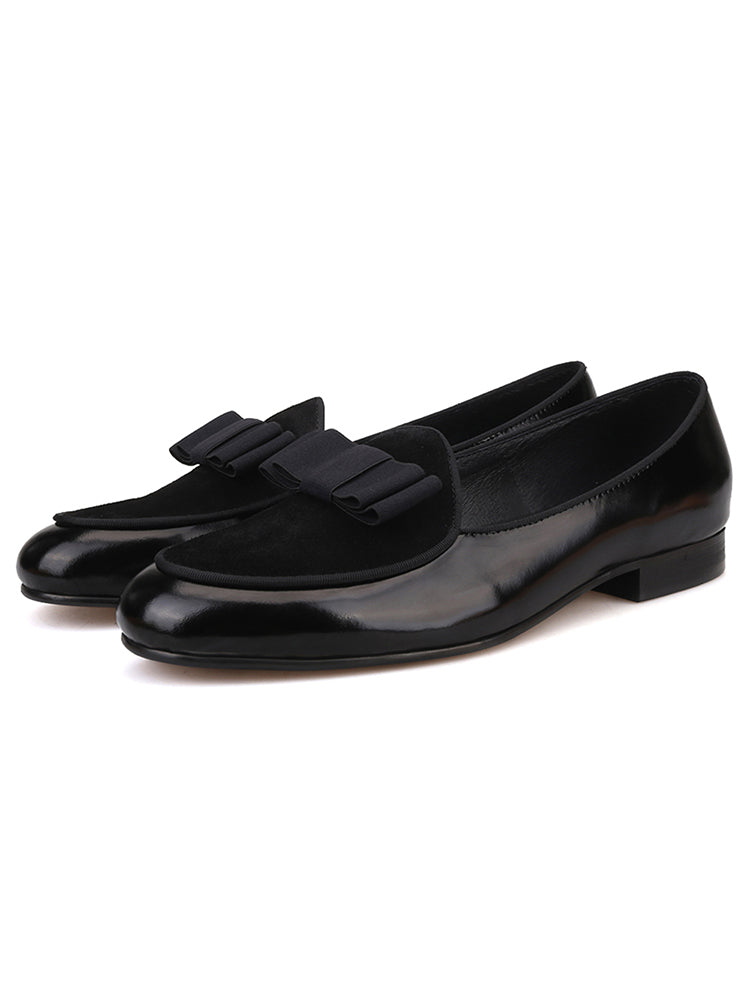 British style cowhide and nubuck leather bow banquet wedding men's loafers European and American footwear trendy formal leather shoes