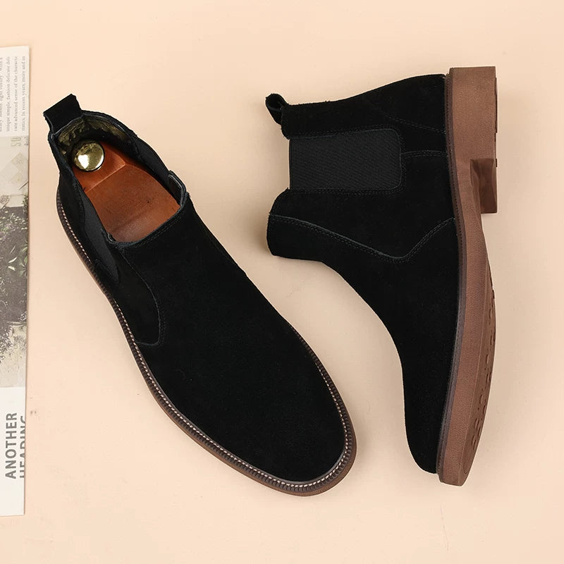 Men's Genuine Leather Martin Boots, Height Increasing, British Style