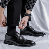 Three-joint men's leather shoes business casual formal men's shoes british suit shoes men's groom we