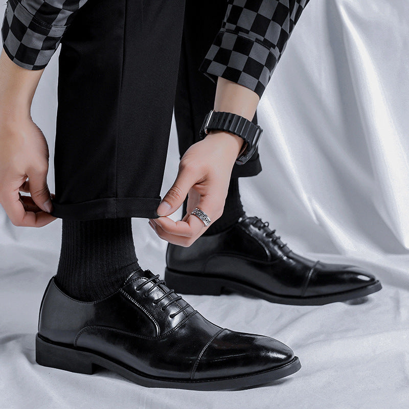 Three-joint men's leather shoes business casual formal men's shoes british suit shoes men's groom we