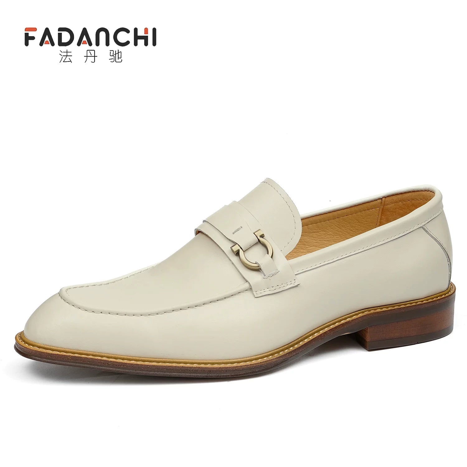 Men's White Genuine Leather Loafers, Breathable, Slip-On