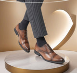 Cross-border 2026 spring/autumn three-panel leather dress shoes for men - anti-slip, business formal