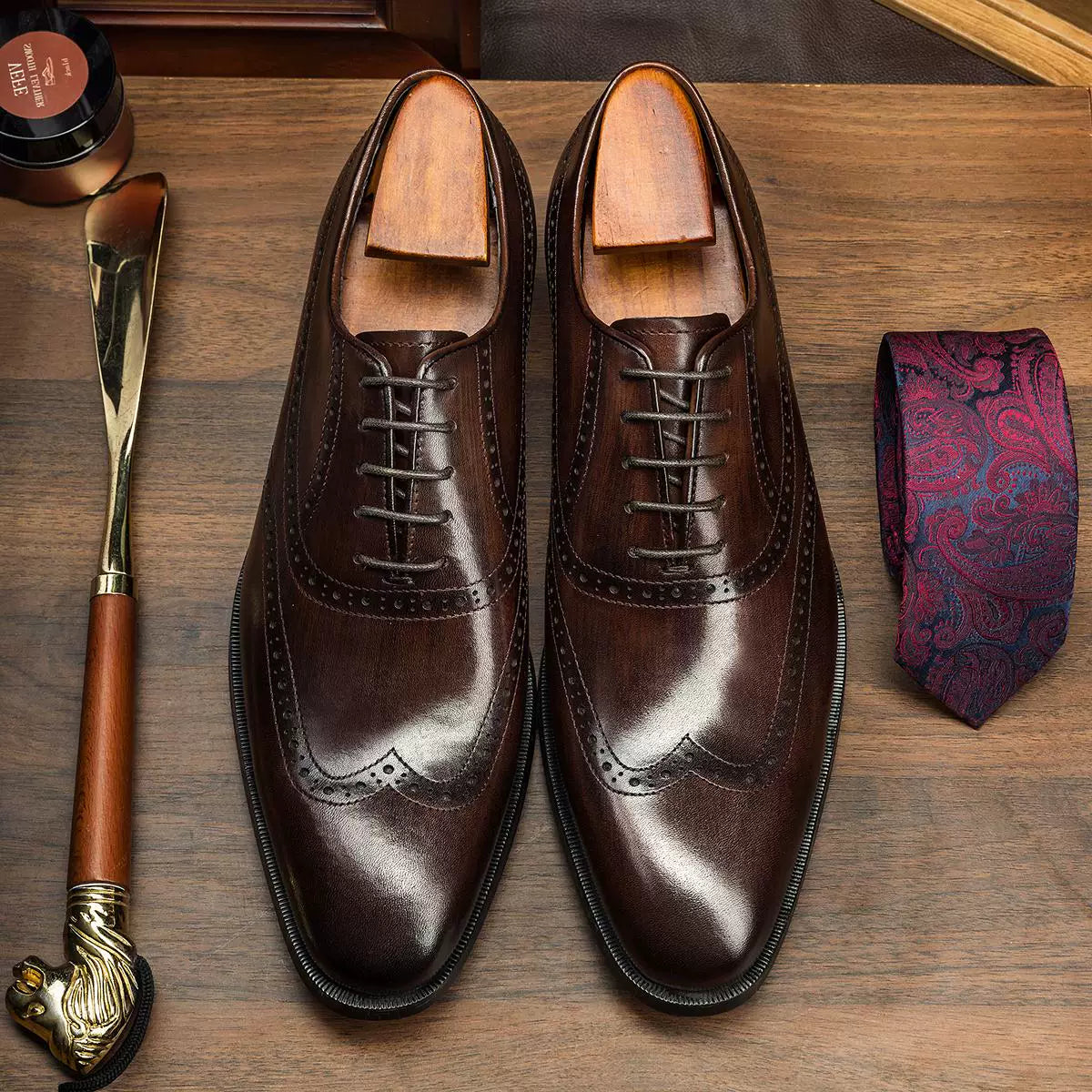 Men's Genuine Leather Oxford Shoes, Handmade, British Style