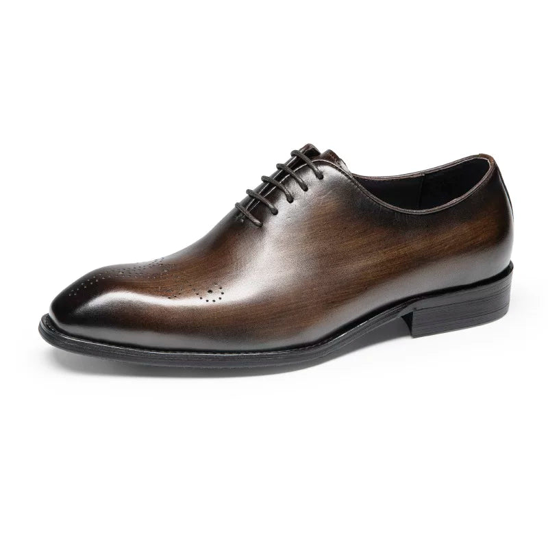 Men's Brown Genuine Leather Leather Shoes, British Style, Business