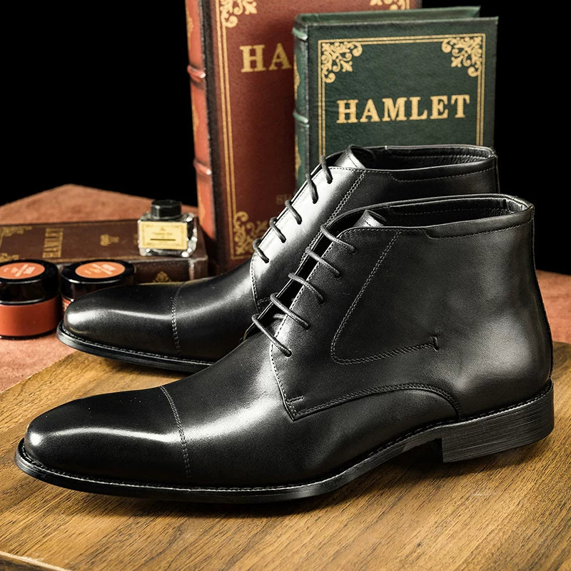 Men's Genuine Leather Martin Boots, British Style, Business
