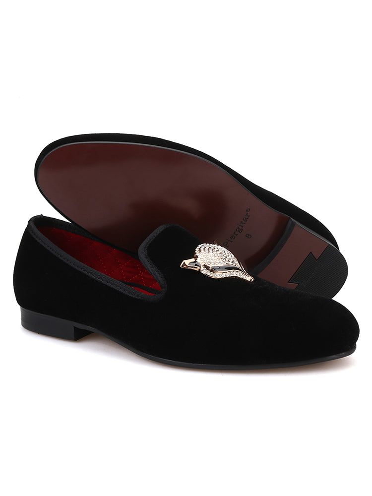 New European and American banquet style men's handmade velvet diamond buckle loafers trendy slip-on large size slip-on shoes
