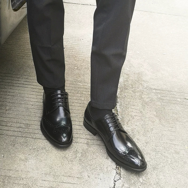 Men's Genuine Leather Derby Shoes, Handmade, British Style
