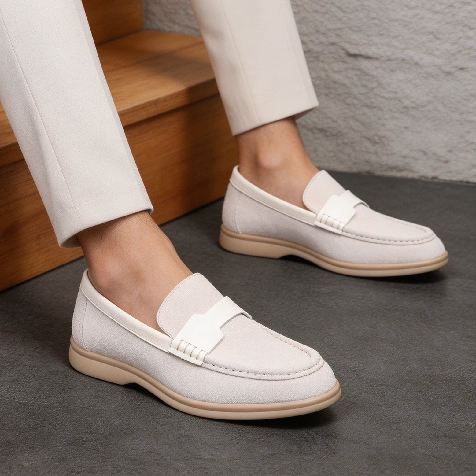 Men's Genuine Leather Loafers, Suede, Slip-On