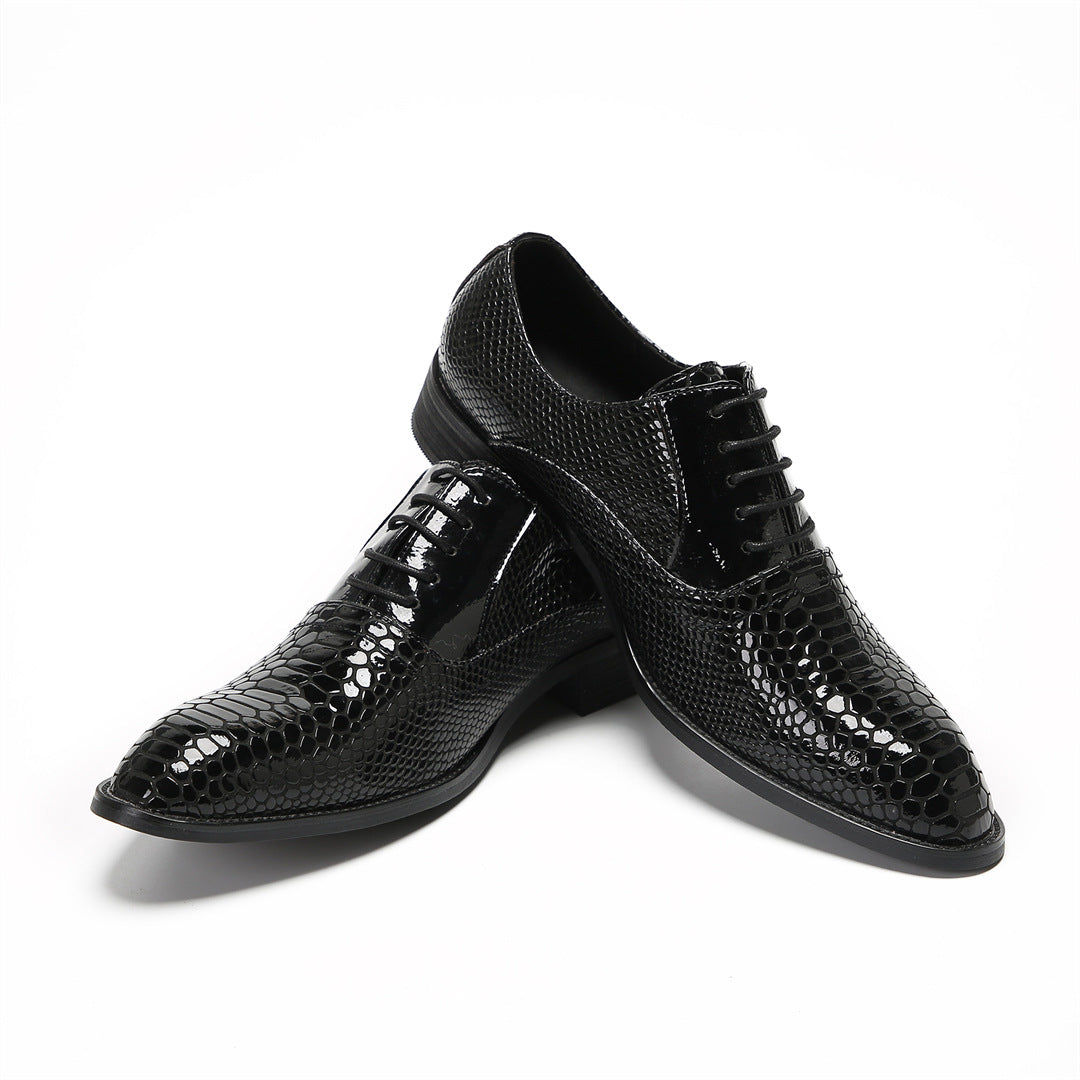 Italian men's shoes patent leather British style wedding shoes men's business dress leather shoes cowhide pointed bright leather derby shoes tide
