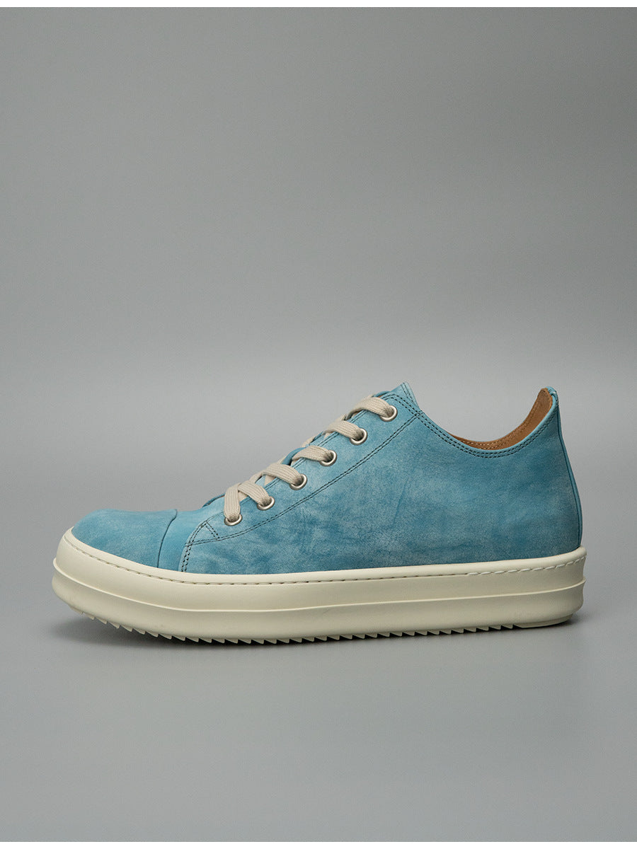 Luochenxing european station retro style trendy versatile genuine leather high-end fashion sneakers athletic casual low-top leather skate shoes