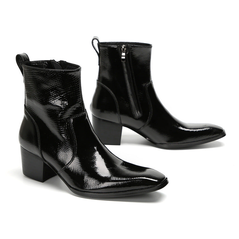 Black high top British autumn and winter men's Martin boots Chelsea boots men's cowhide men's retro men's shoes short boots trendy