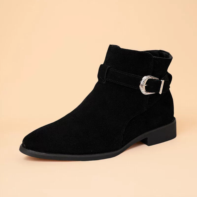 Men's Genuine Leather Martin Boots, Height Increasing, Suede