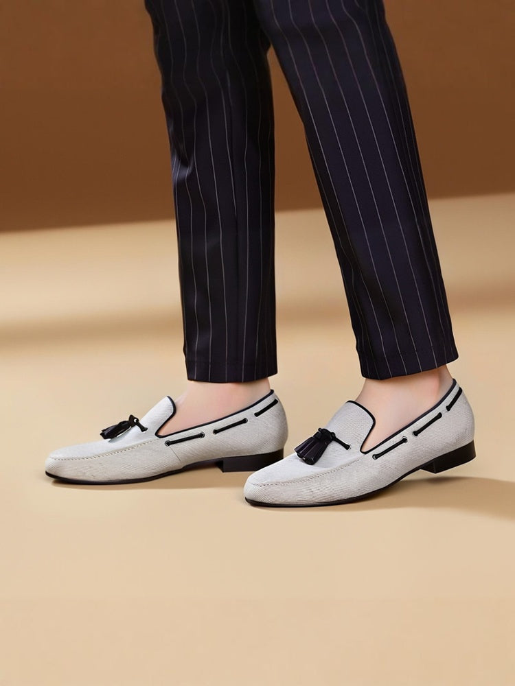 New imported velvet tassel loafers of the same style as the big brand British style men's single shoes banquet shoes large size smoking shoes