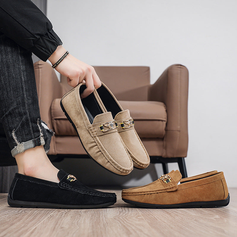 Men's loafers: nubuck leather slip-on casual shoes - european style, breathable, and versatile 4
