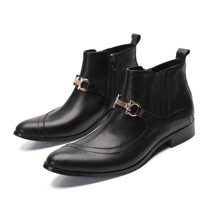 2025 British Autumn and Winter New Leather Boots Men's Shoes Short Boots Martin Boots Men's Boots Chelsea Pointed Toe Cowhide Men's Boots Fashion