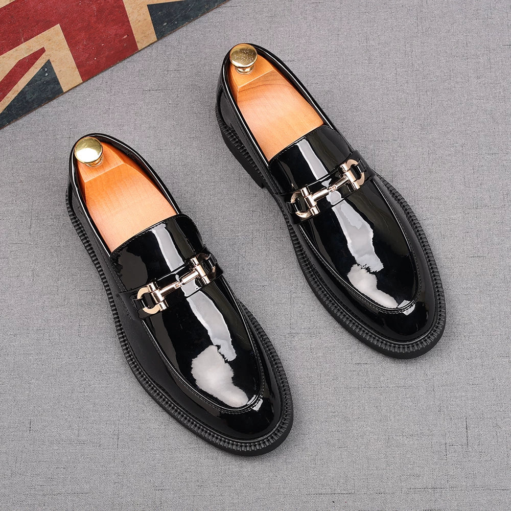Men's Patent Leather Loafers, Height Increasing, Slip-On