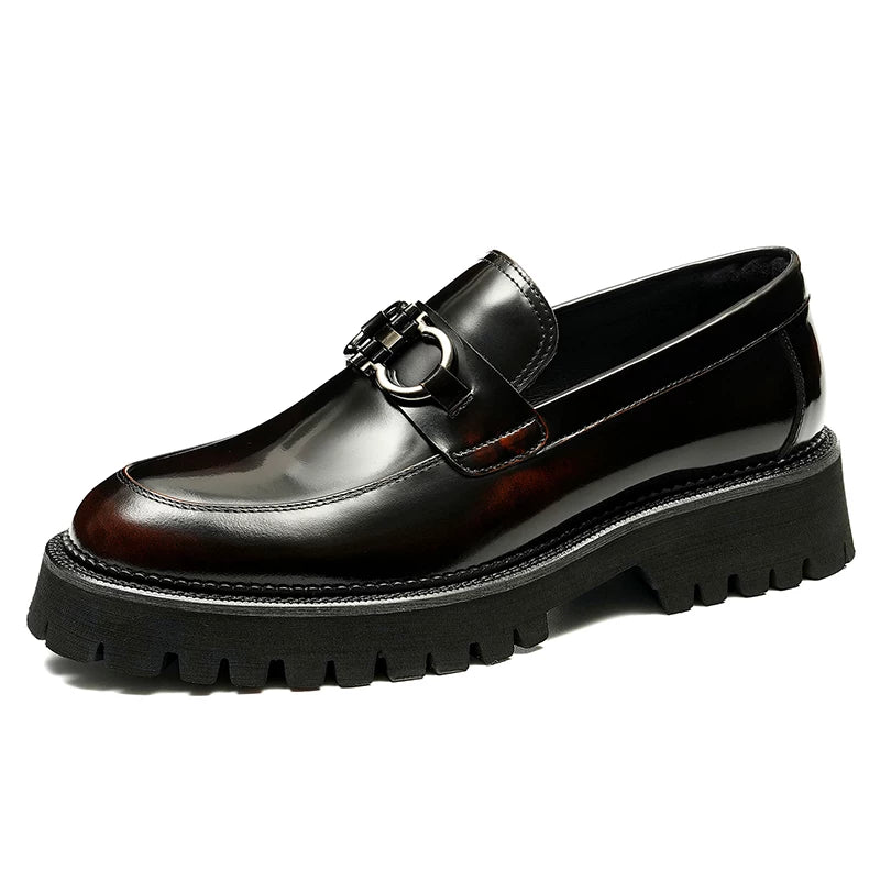 Men's Genuine Leather Loafers, Thick Sole, Slip-On