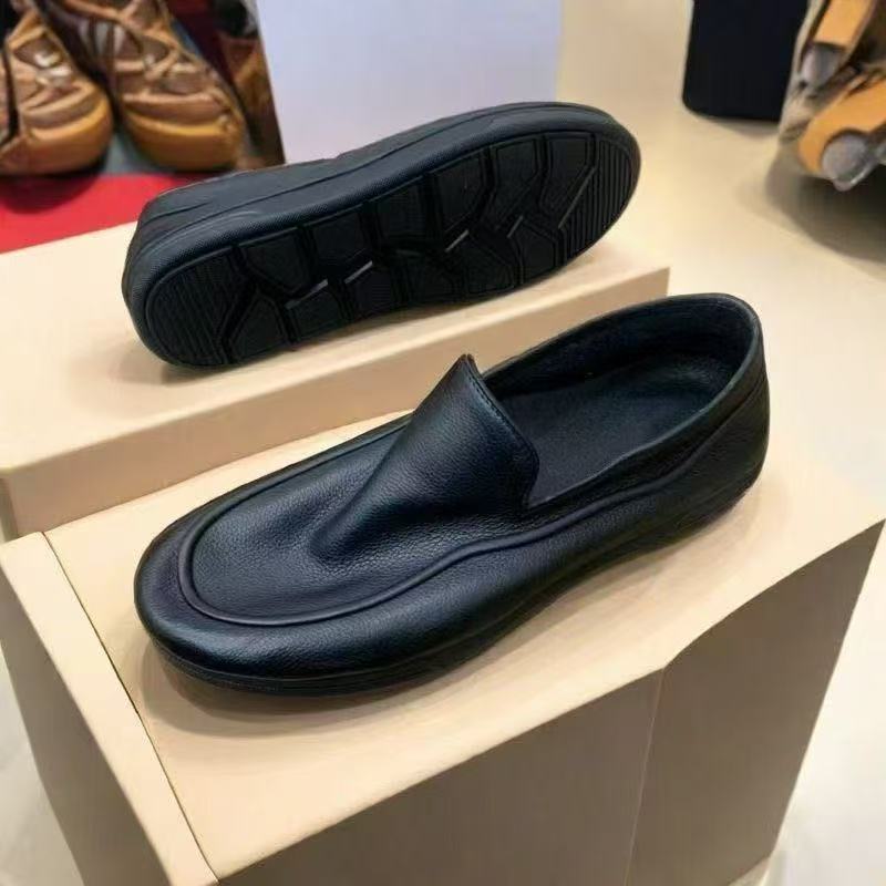 Men's Soft Sole Leather Business Loafers - Black 6