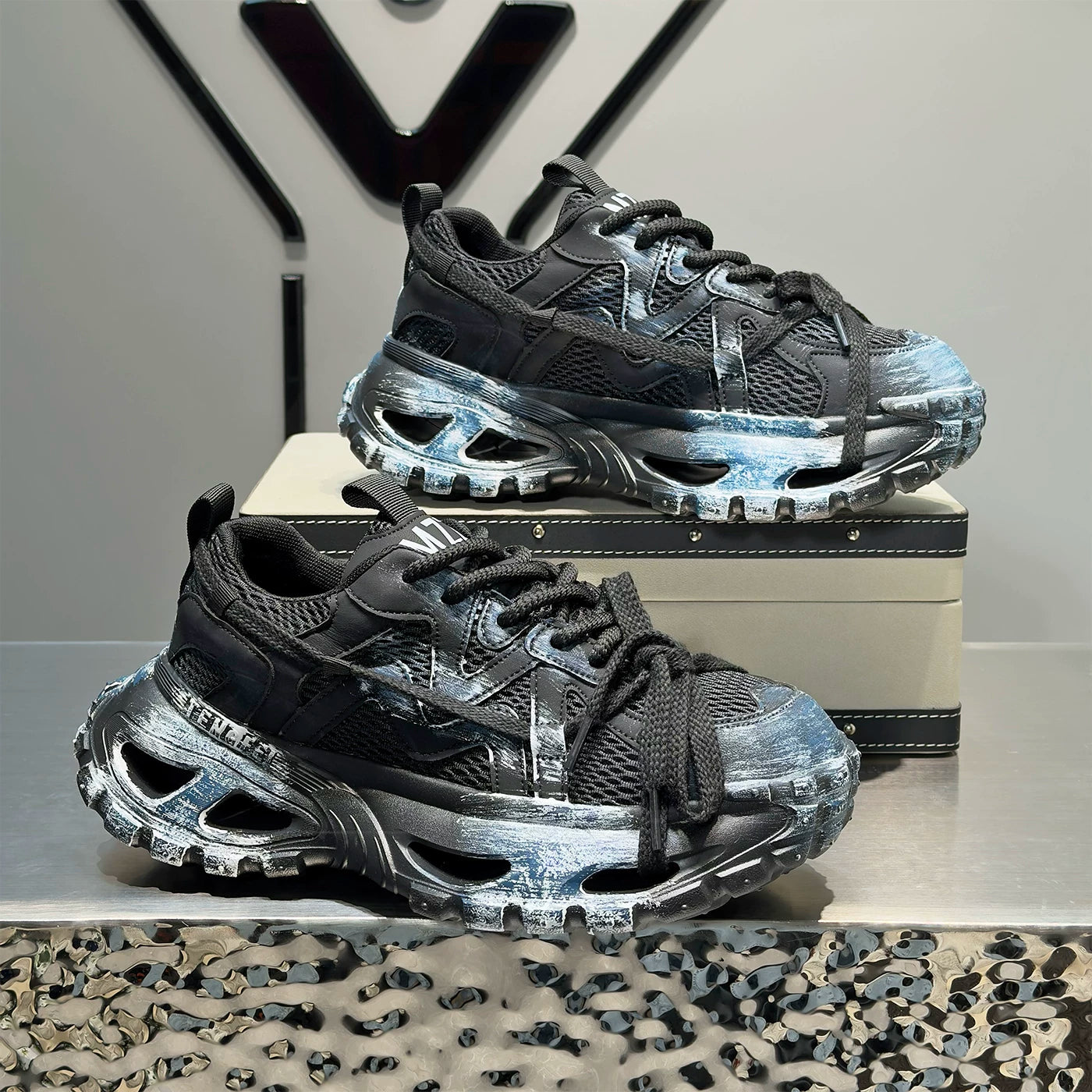 Men's Height-Increasing Platform Breathable Mesh Trendy Chunky Dad Sneakers
